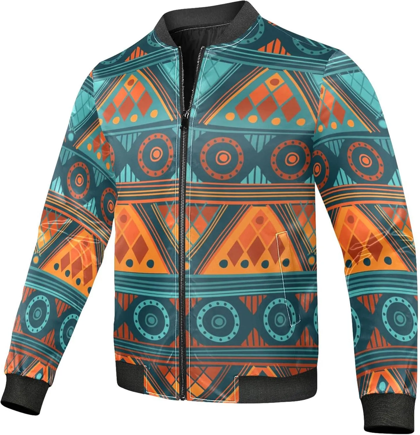 linqin Ethnic Boho Mens Lightweight Jacket Waterproof Windbreaker Mens Jacket Track Jacket Men Full Zip Mens Fall Clothing