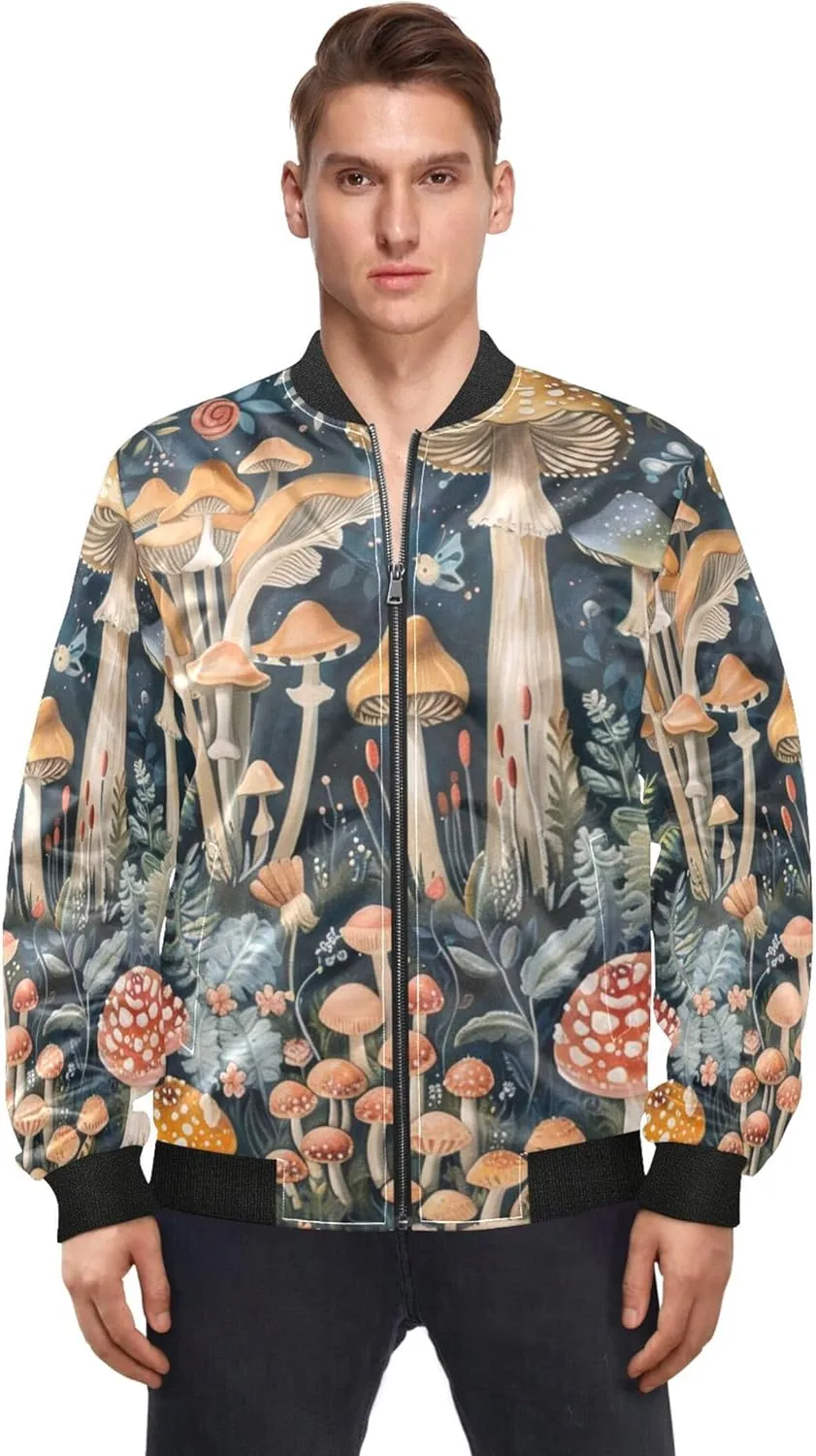 linqin Floral Mushroom Personalized Lightweight Jackets For Men Waterproof Windbreaker Men Soft Shell Jacket Mens Work Jacket