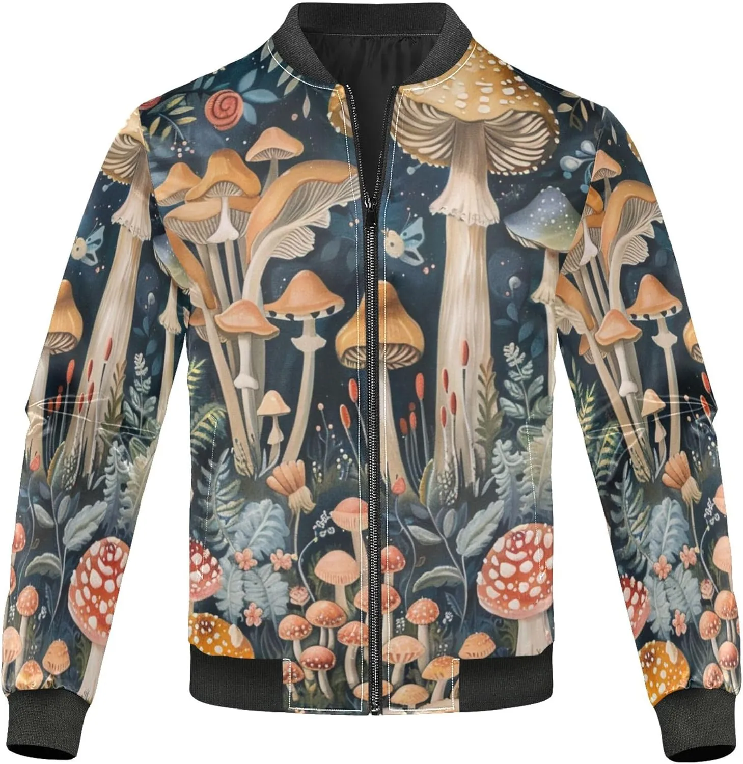 linqin Floral Mushroom Personalized Lightweight Jackets For Men Waterproof Windbreaker Men Soft Shell Jacket Mens Work Jacket