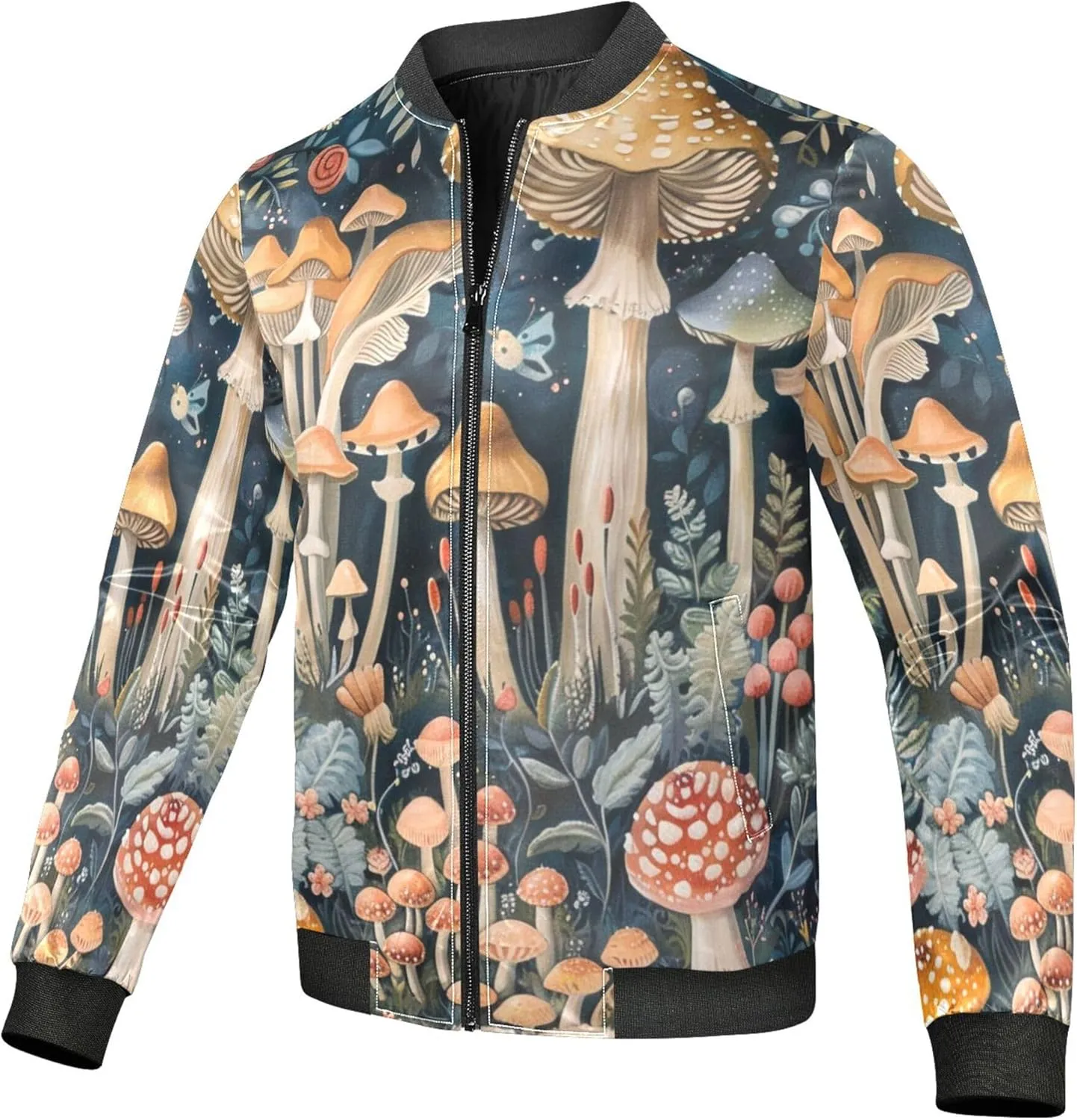 linqin Floral Mushroom Personalized Lightweight Jackets For Men Waterproof Windbreaker Men Soft Shell Jacket Mens Work Jacket