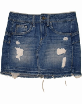 LIU JO Girls Distressed Denim Skirt 15-16 Years W28  Blue Subtle Mood