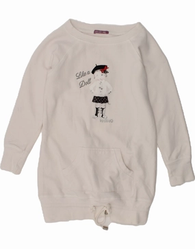 LIU JO Girls Graphic Jumper Dress 3-4 Years Beige Cotton Event Favorite Chic Energy