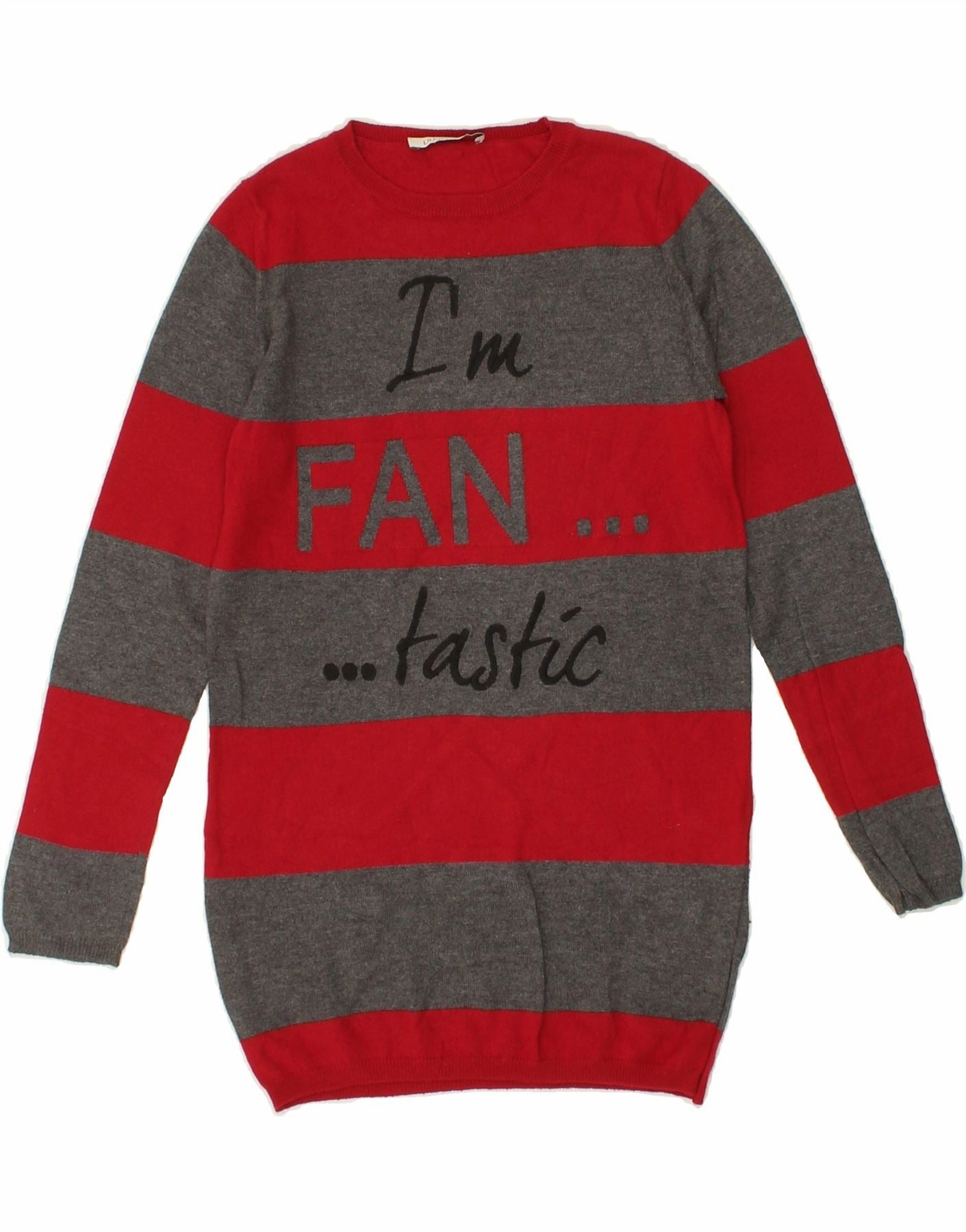 LIU JO Girls Graphic Jumper Dress 8-9 Years Red Striped Figure-Skimming