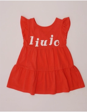 LIU JO Girls Milano Graphic Sleeveless A-Line Dress 2-3 Years Orange Smooth Blend