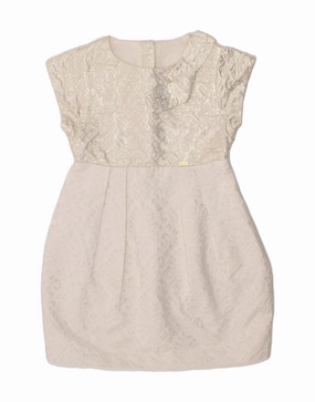 LIU JO Girls Sheath Dress 5-6 Years Gold Floral Cotton Balanced Tone Patterned-Fabric