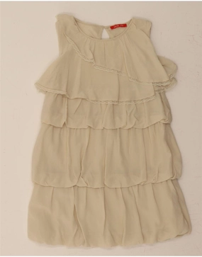 LIU JO Girls Sleeveless Tiered Dress 9-10 Years Beige Silk Bright Mood Lazy Pick