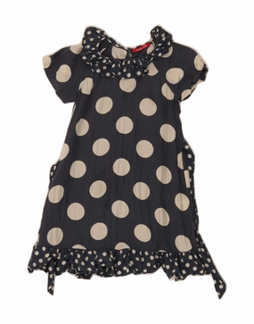 LIU JO JUNIOR Girls A-Line Dress 10-11 Years Navy Blue Polka Dot Silk Effortless Mood Tailored Elegance