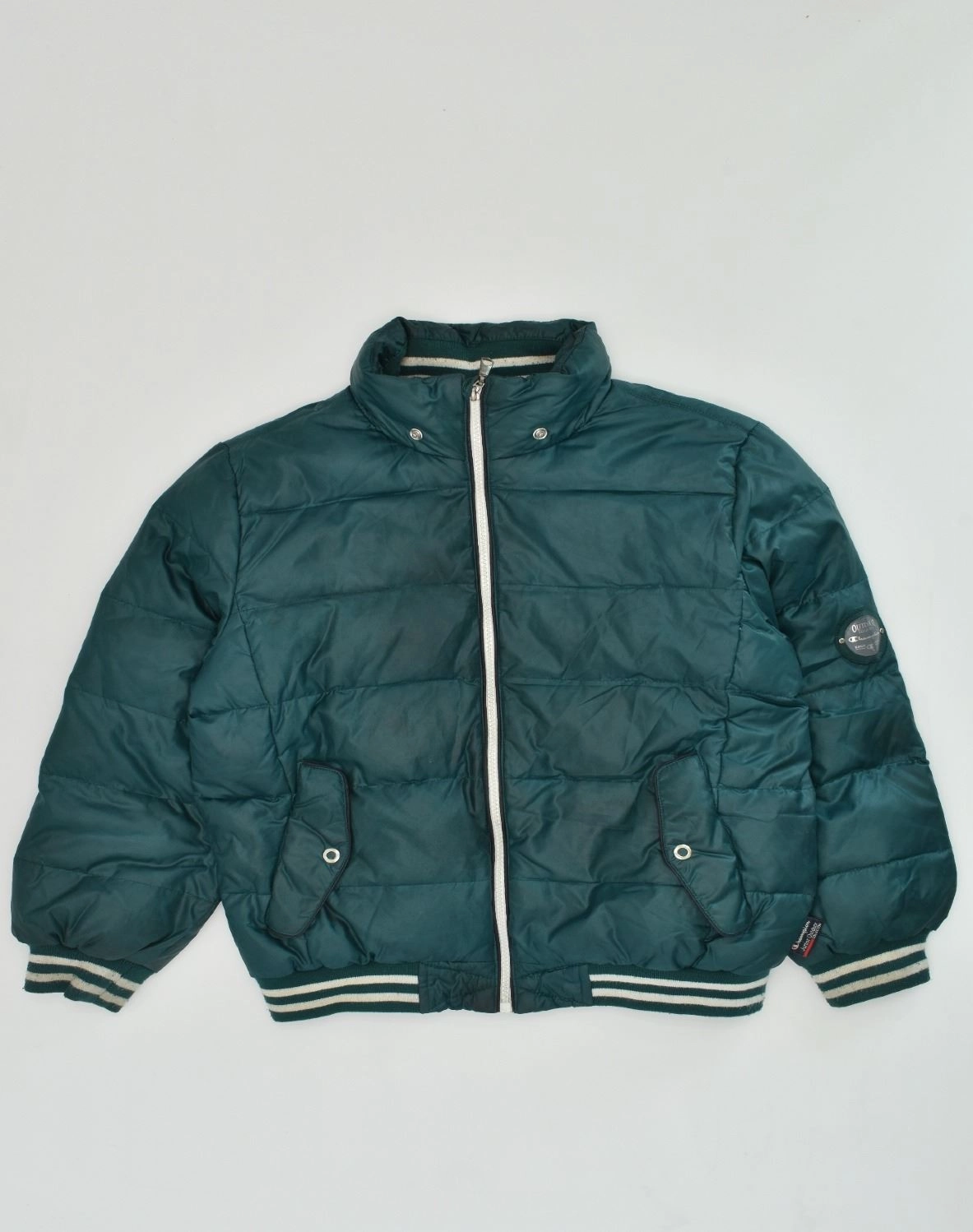 CHAMPION Boys Padded Jacket 9-10 Years Medium Green Polyester Trail Fit