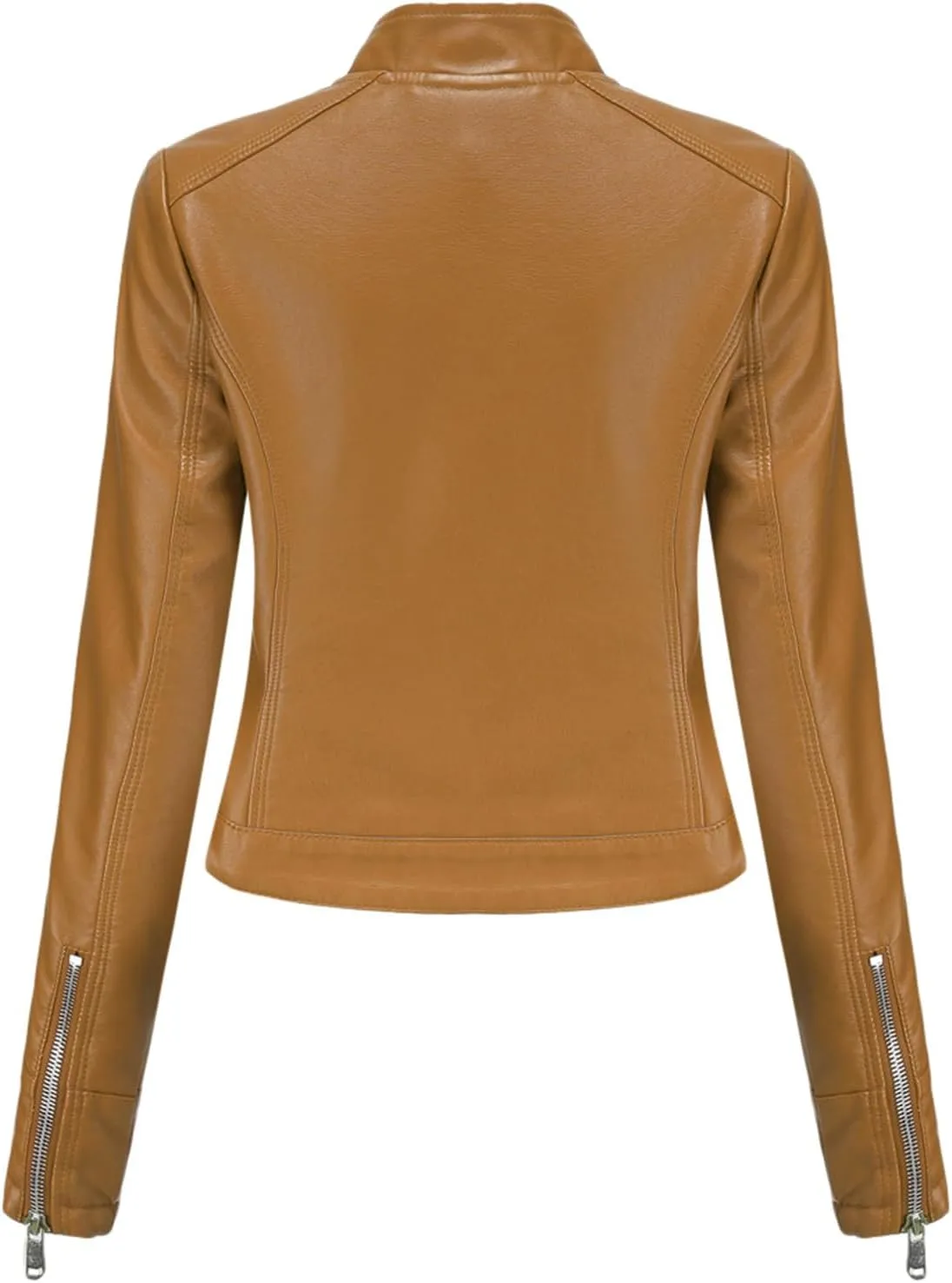 Lmdudan Faux Leather Jacket for Women Fashion Zip Up Motorcycle Jackets Tops Short PU Moto Biker Outwear Fitted Slim Coats