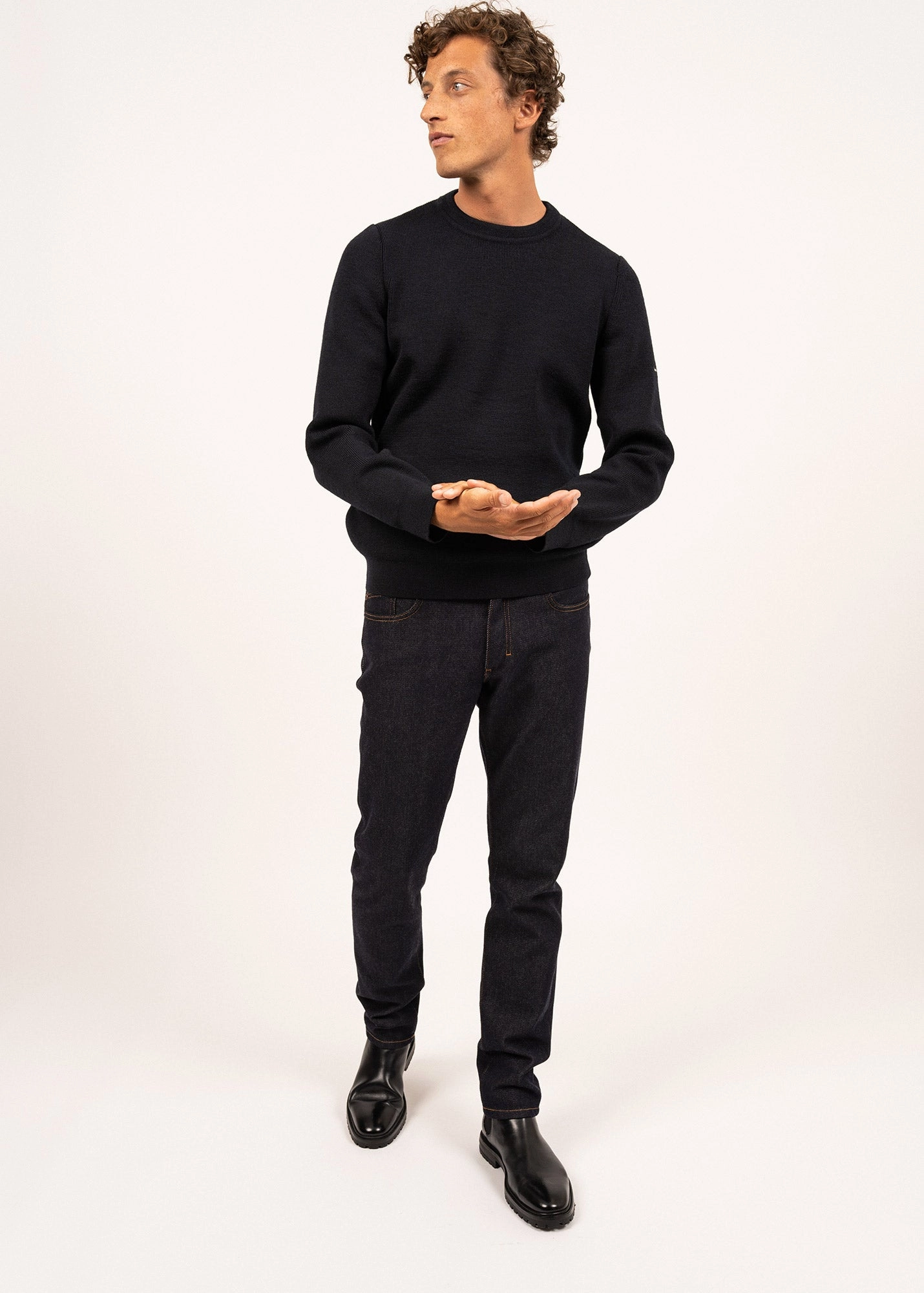 Chilly Knit LOCRONAN III - Crew Neck Sweater for Men | Straight Fit  (NAVY)