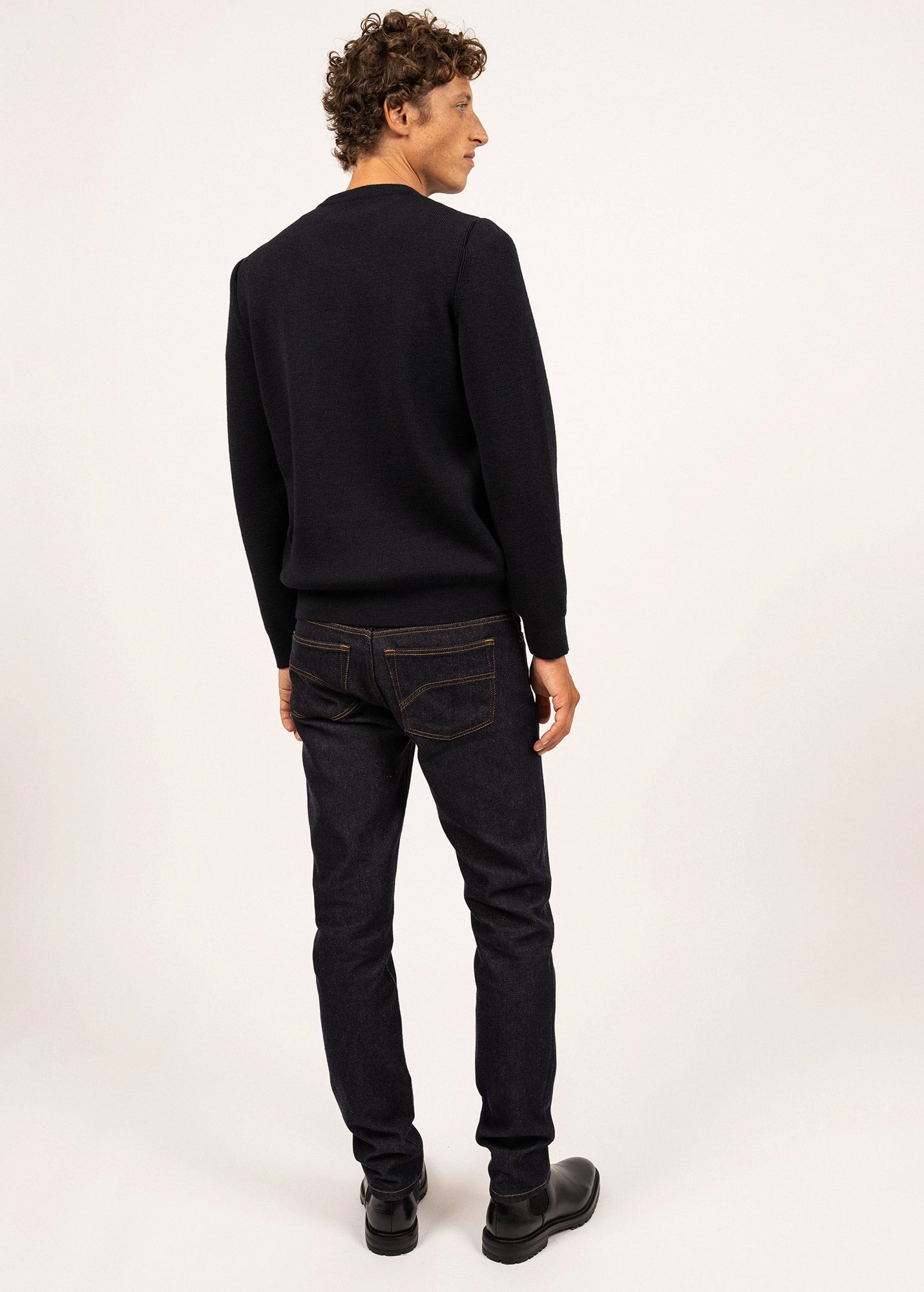Functional Knit LOCRONAN III - Crew Neck Sweater for Men | Straight Fit  (NAVY)