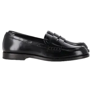 Loeffler Randall Penny Loafers in Black Leather Grip Steps