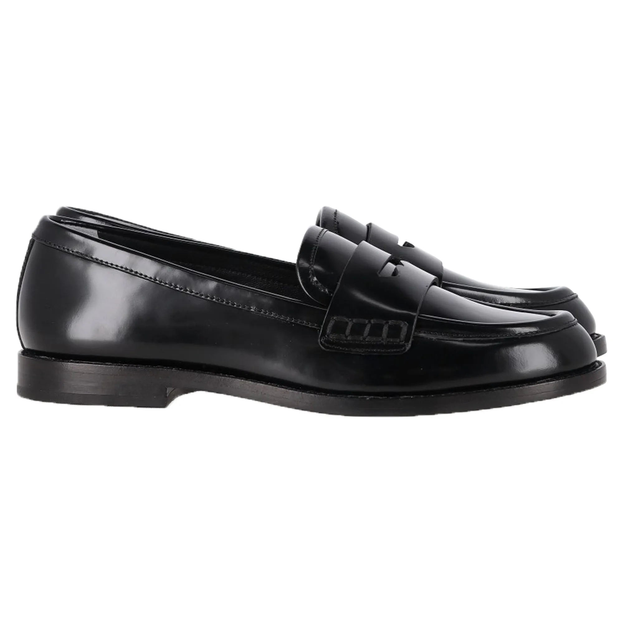 Loeffler Randall Penny Loafers in Black Leather Grip Steps
