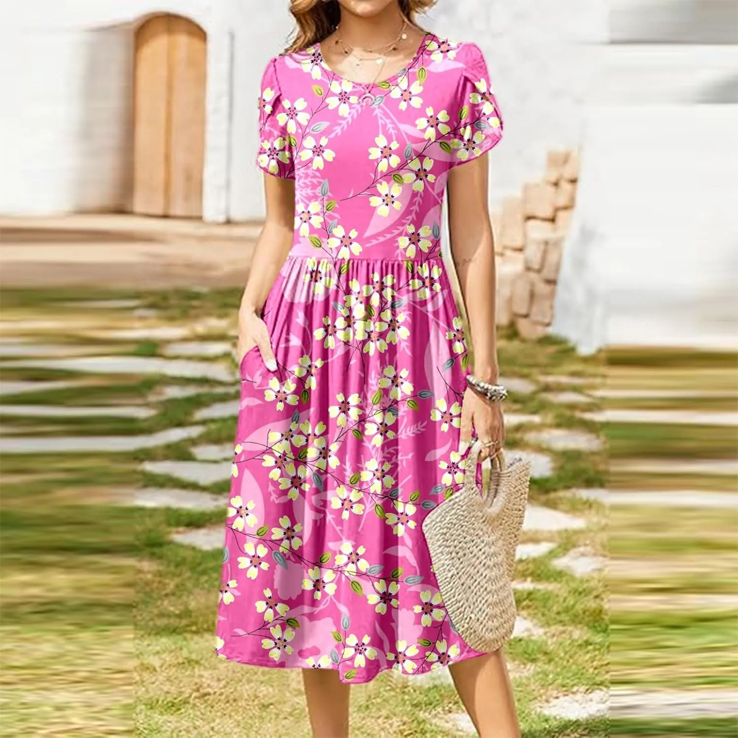 Long Floral Dresses Wedding Guest for Womens 2025 Summer Spring Dresses for Over 50 Aline Resort Wear