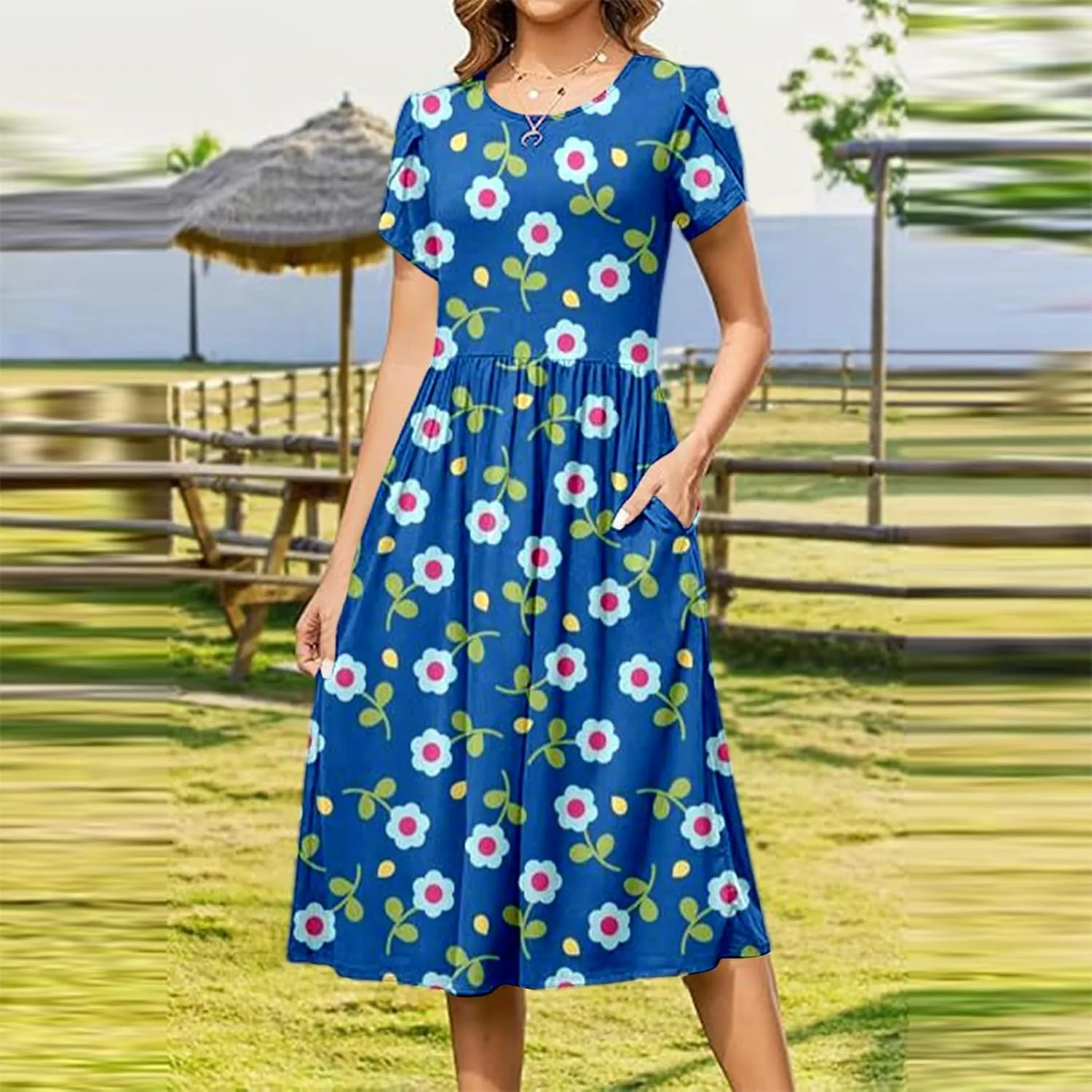 Long Floral Dresses Wedding Guest for Womens 2025 Summer Spring Dresses for Over 50 Aline Resort Wear