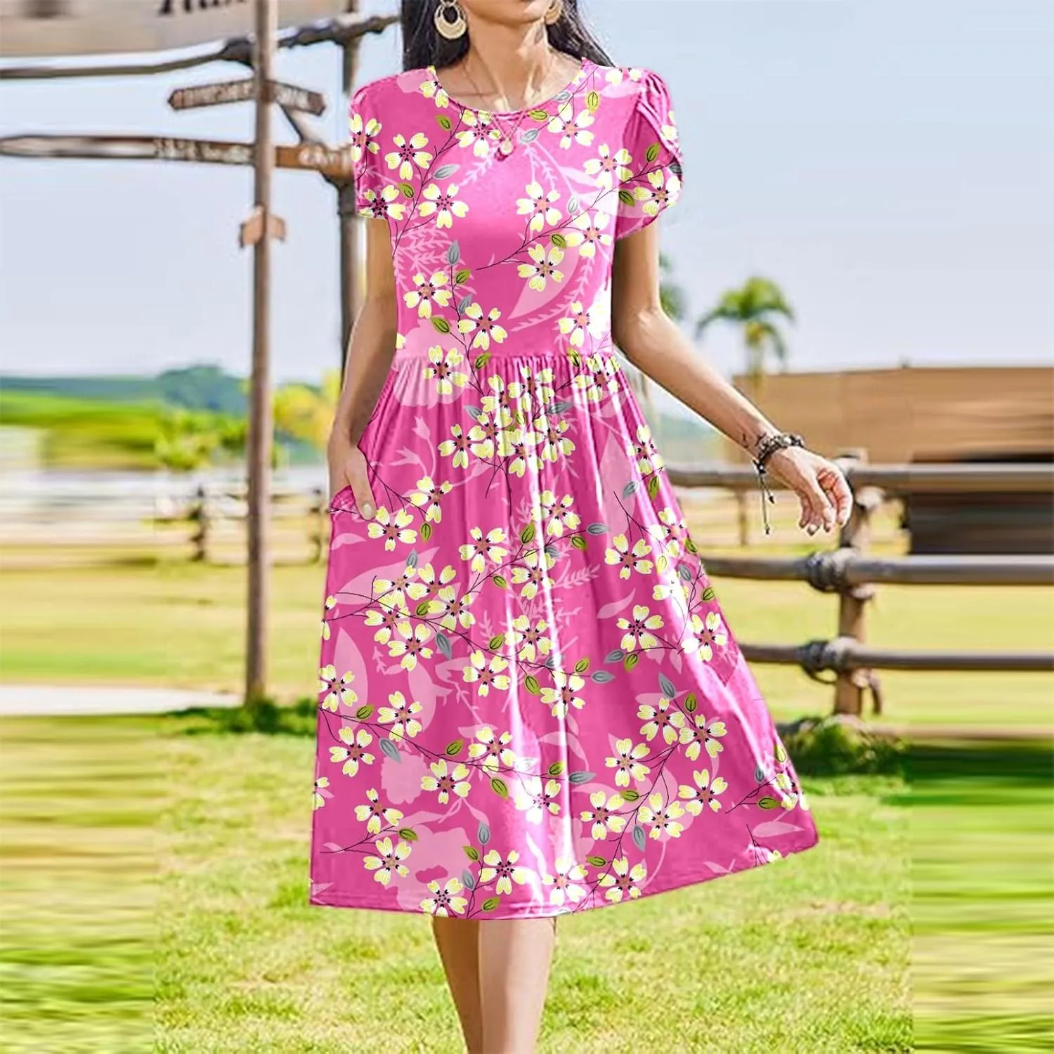 Long Floral Dresses Wedding Guest for Womens 2025 Summer Spring Dresses for Over 50 Aline Resort Wear