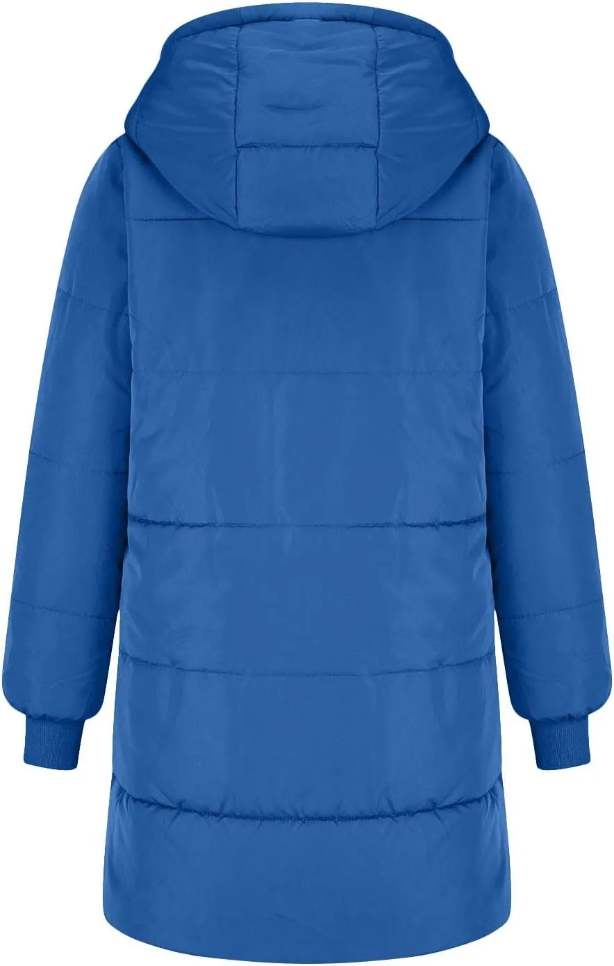 Long Puffer Coat Women Casual Reversible Fleece Jacket Coats Loose Fit Windbreaked Winter Oversized Outfits Hooded