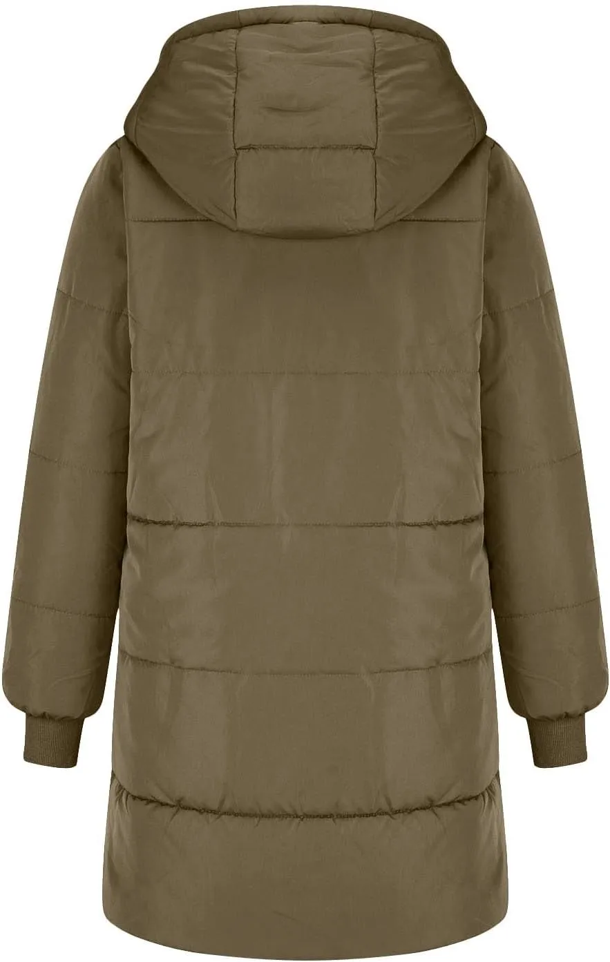 Long Puffer Coat Women Casual Reversible Fleece Jacket Coats Loose Fit Windbreaked Winter Oversized Outfits Hooded