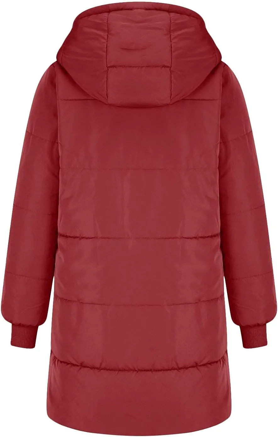 Long Puffer Coat Women Casual Reversible Fleece Jacket Coats Loose Fit Windbreaked Winter Oversized Outfits Hooded