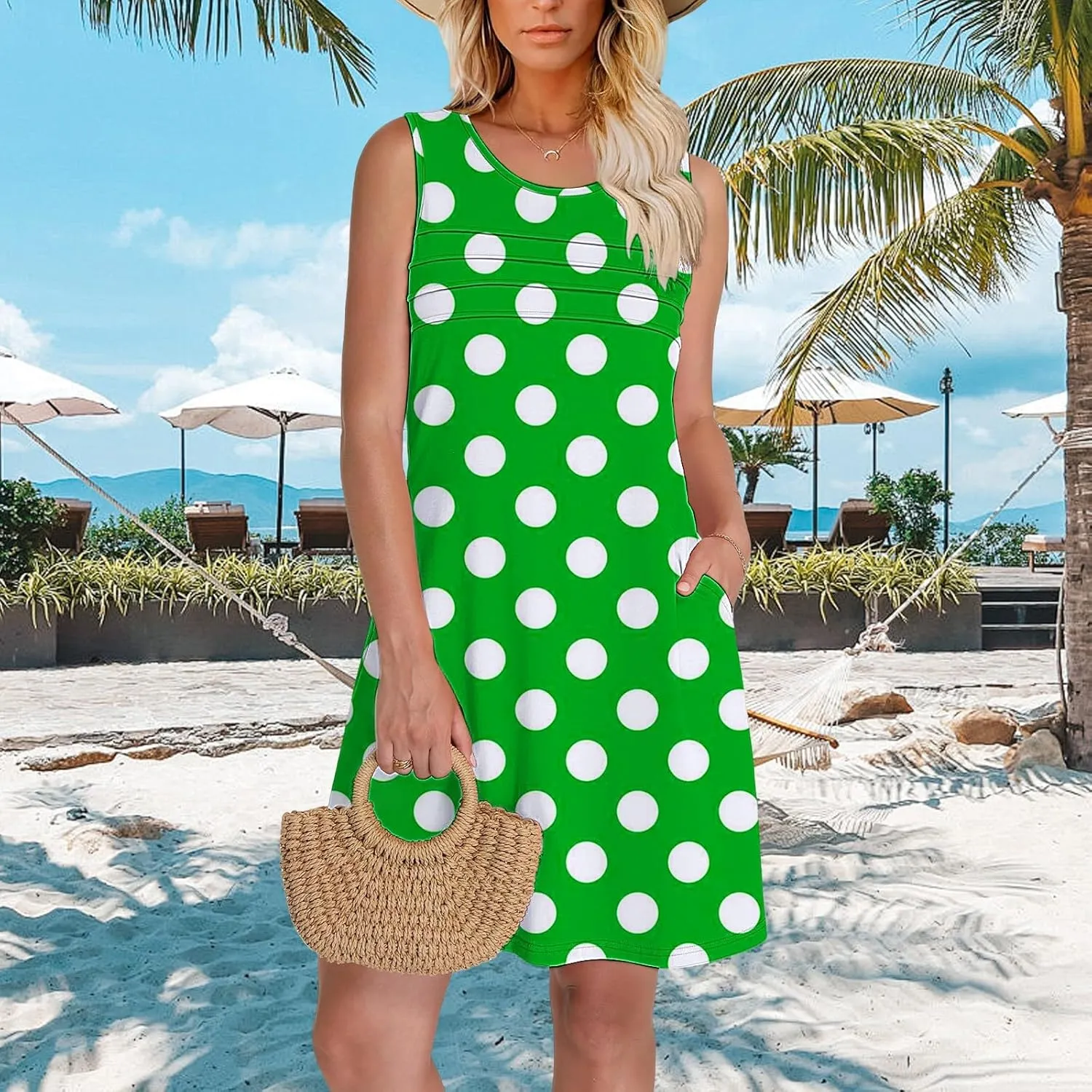 Long Sleeve Floral Dress for Women Womens with Pockets Summer Casual Tank Dress Sleeveless Midi Beach Dress Dresses