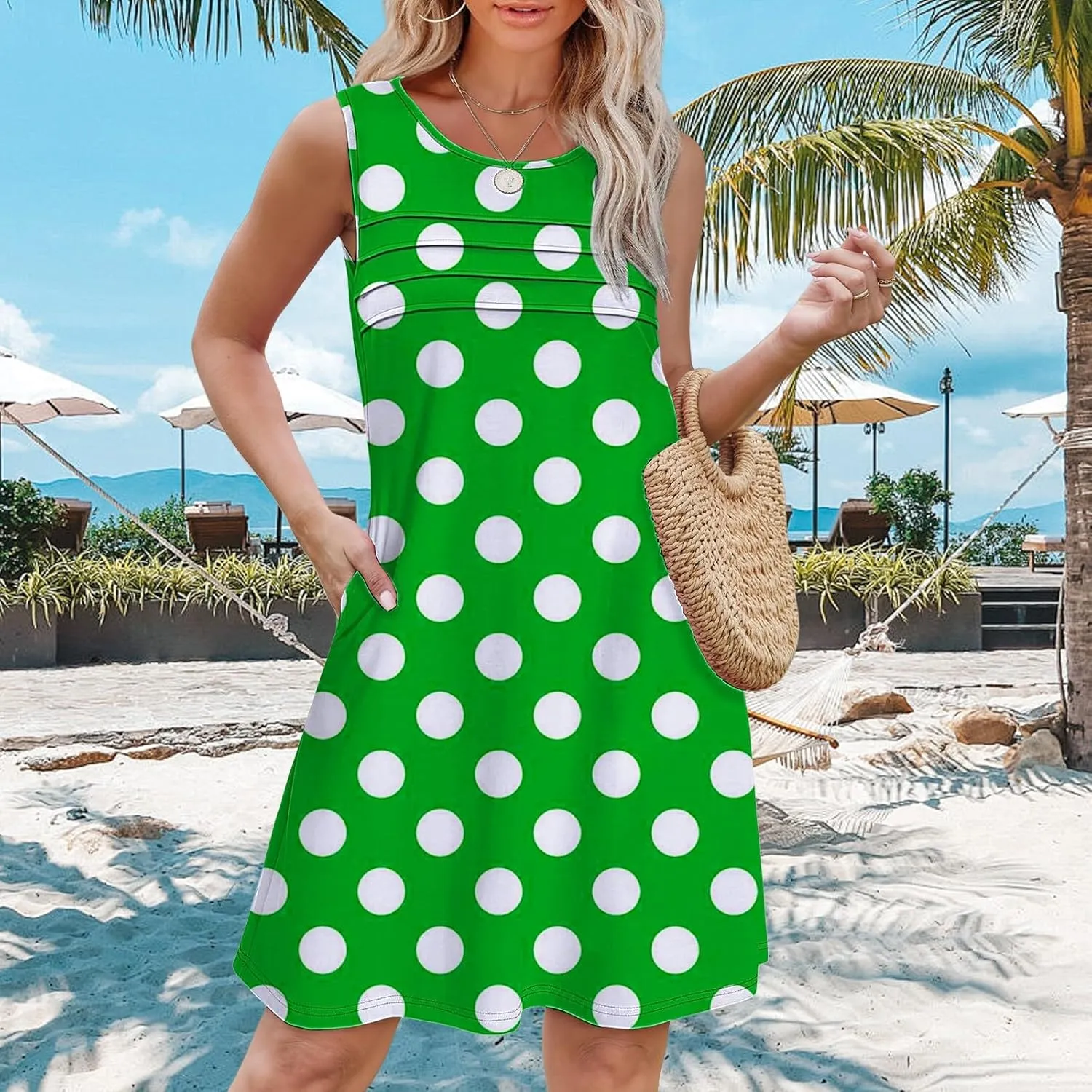 Long Sleeve Floral Dress for Women Womens with Pockets Summer Casual Tank Dress Sleeveless Midi Beach Dress Dresses