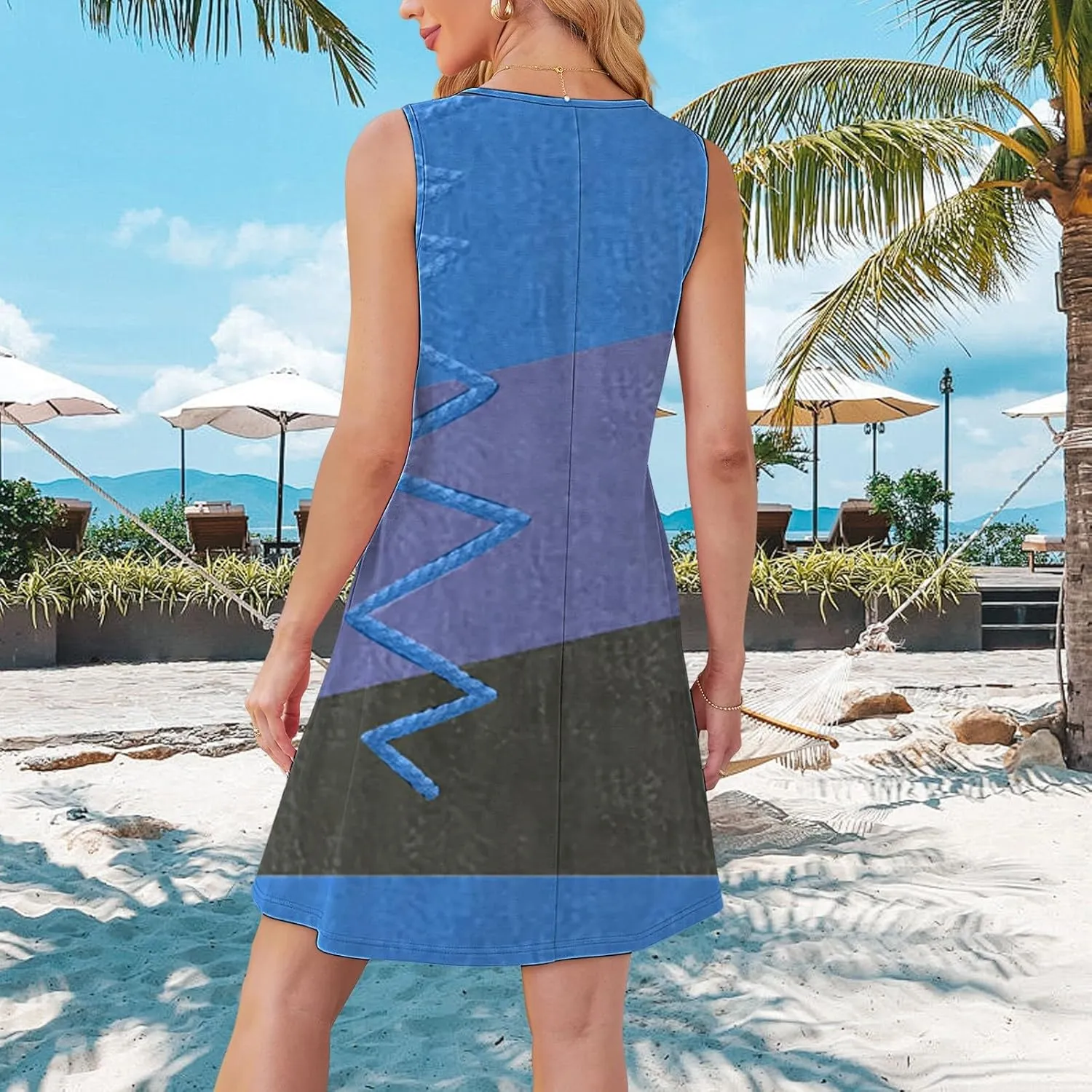Long Sleeve Floral Dress Womens with Pockets Summer Casual Tank Dress Sleeveless Midi Beach Dress Tiered Tank Dress