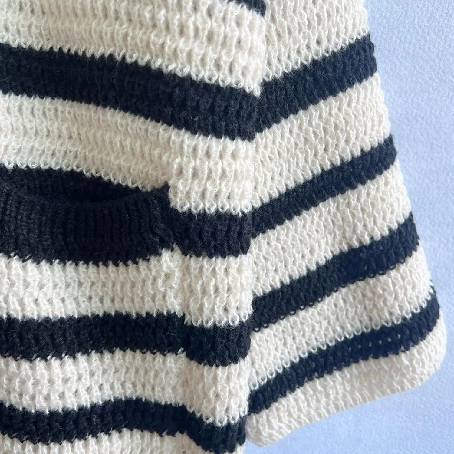 Long Sleeve Striped Knit Long Cardigan for Women 2024 Fall Winter Chunky Open Front Button Sweaters with Pockets