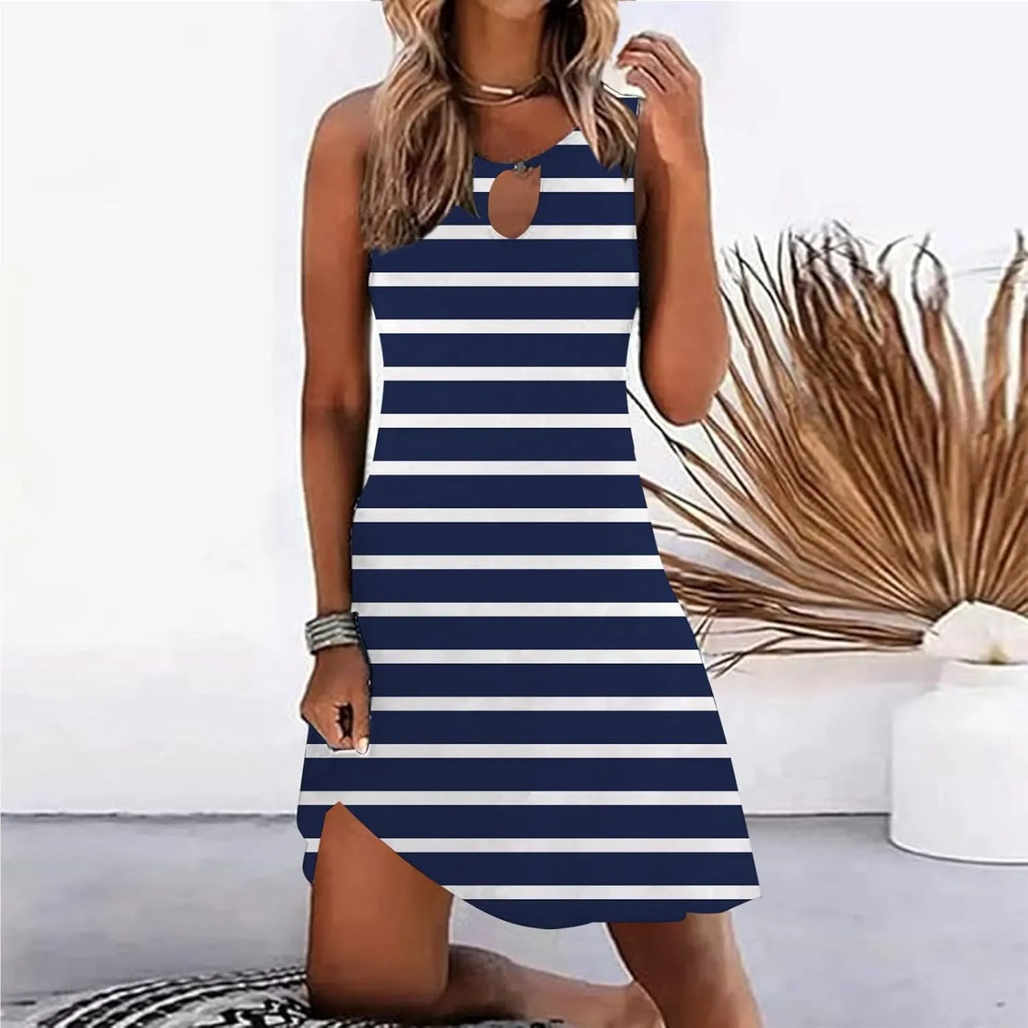 Loose Split Maxi Dresses with Pockets Sun Dresses for Women 2025 Vacation Beach Casual Summer Sundresses Sleeveless