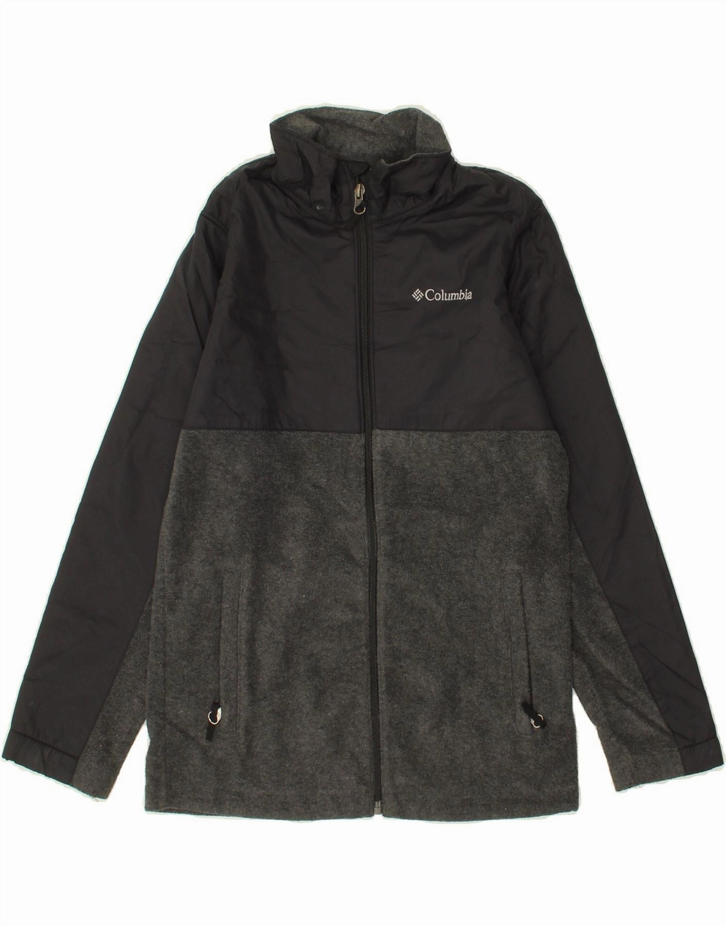 Fashionable Shield belt COLUMBIA Boys Fleece Jacket 10-11 Years Medium Grey Colourblock Polyester