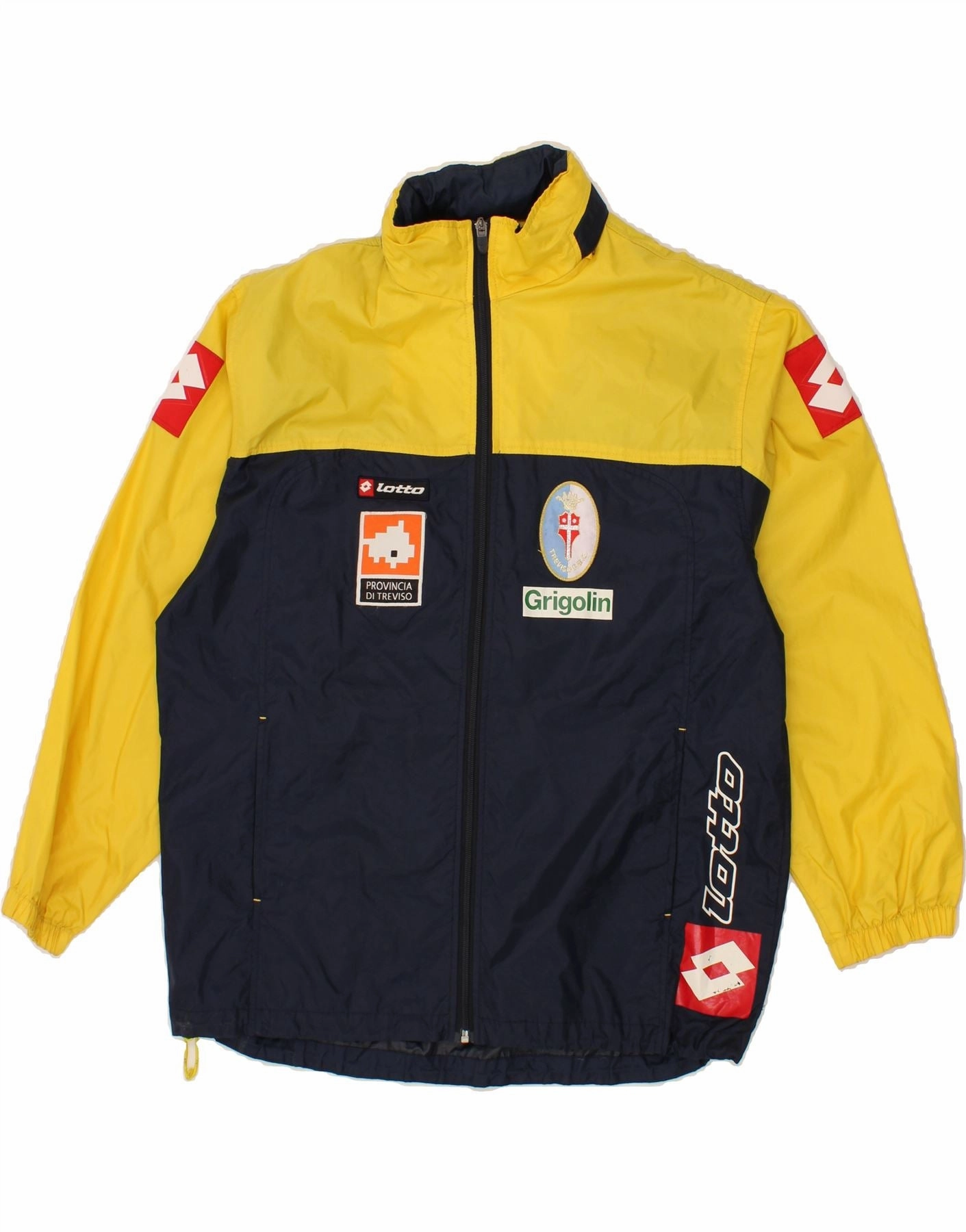 Layer Focus Poise LOTTO Boys Graphic Hooded Rain Jacket 15-16 Years XL Yellow Colourblock