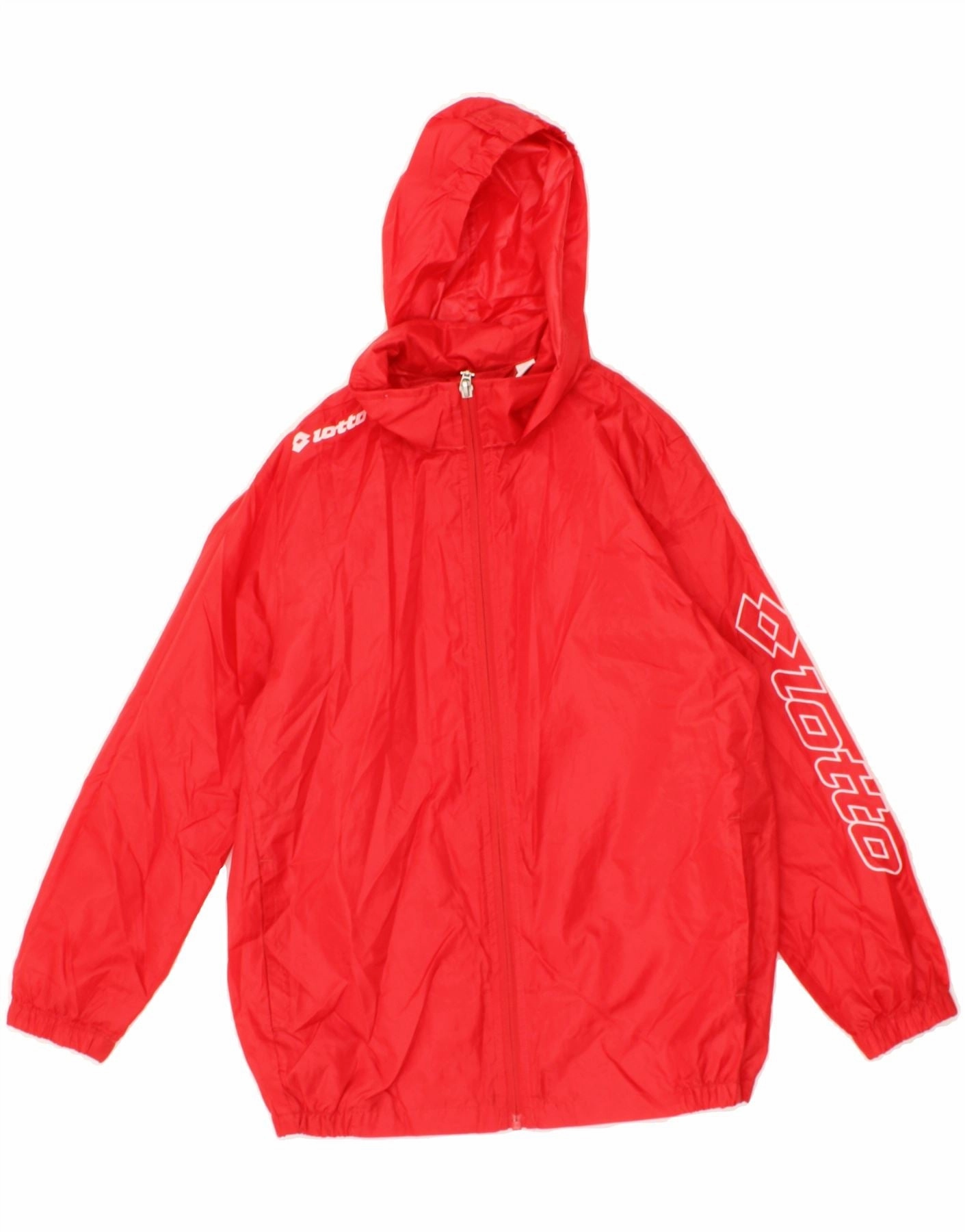 LOTTO Boys Graphic Hooded Rain Jacket 7-8 Years XS  Red Polyester Acknowledge
