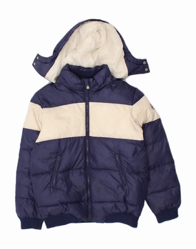 LOTTO Boys Hooded Padded Jacket 11-12 Years Medium  Navy Blue Colourblock Modern