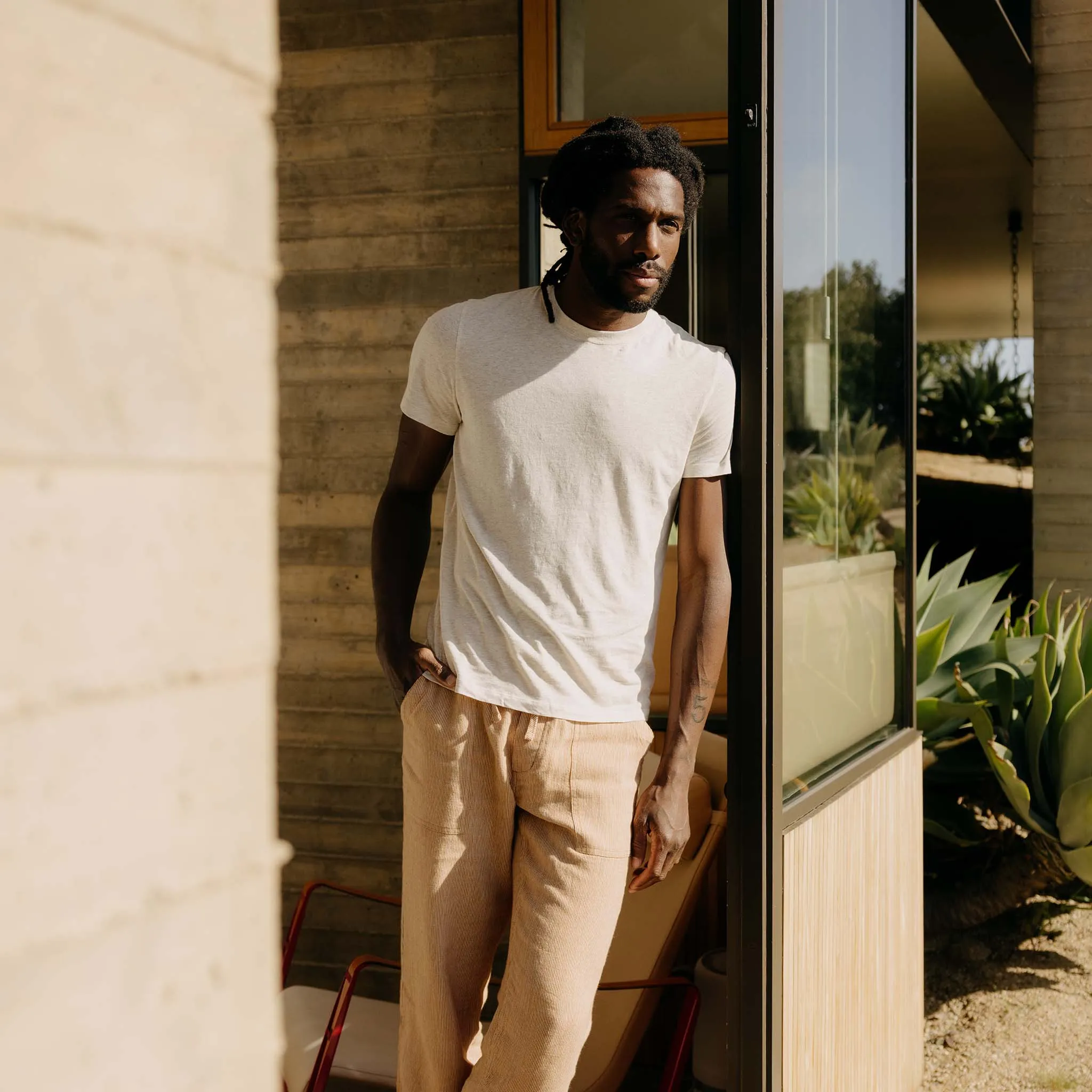Seamless construction theater visit The Cotton Hemp Tee in Heather Oat