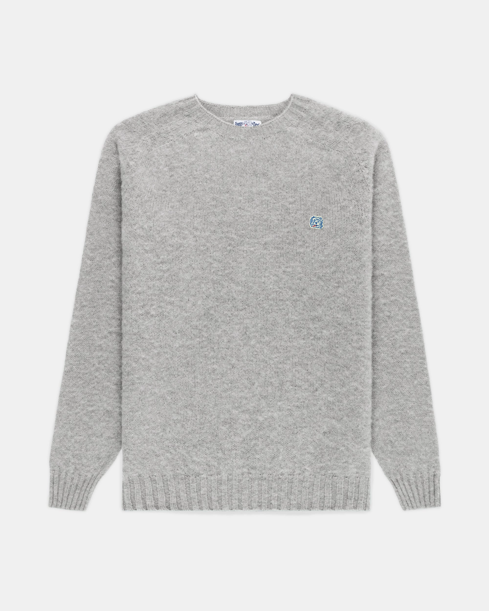 Warm And Comfortable Made-in-Scotland *LIMITED EDITION* Light Grey Shaggy Dog Icon Sweater  - Trim Fit