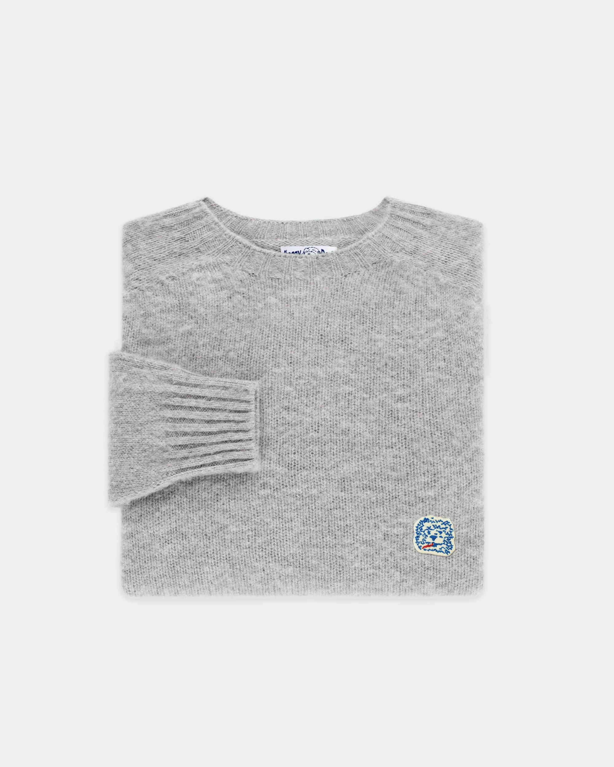 Seasonal Fashion Made-in-Scotland *LIMITED EDITION* Light Grey Shaggy Dog Icon Sweater  - Trim Fit