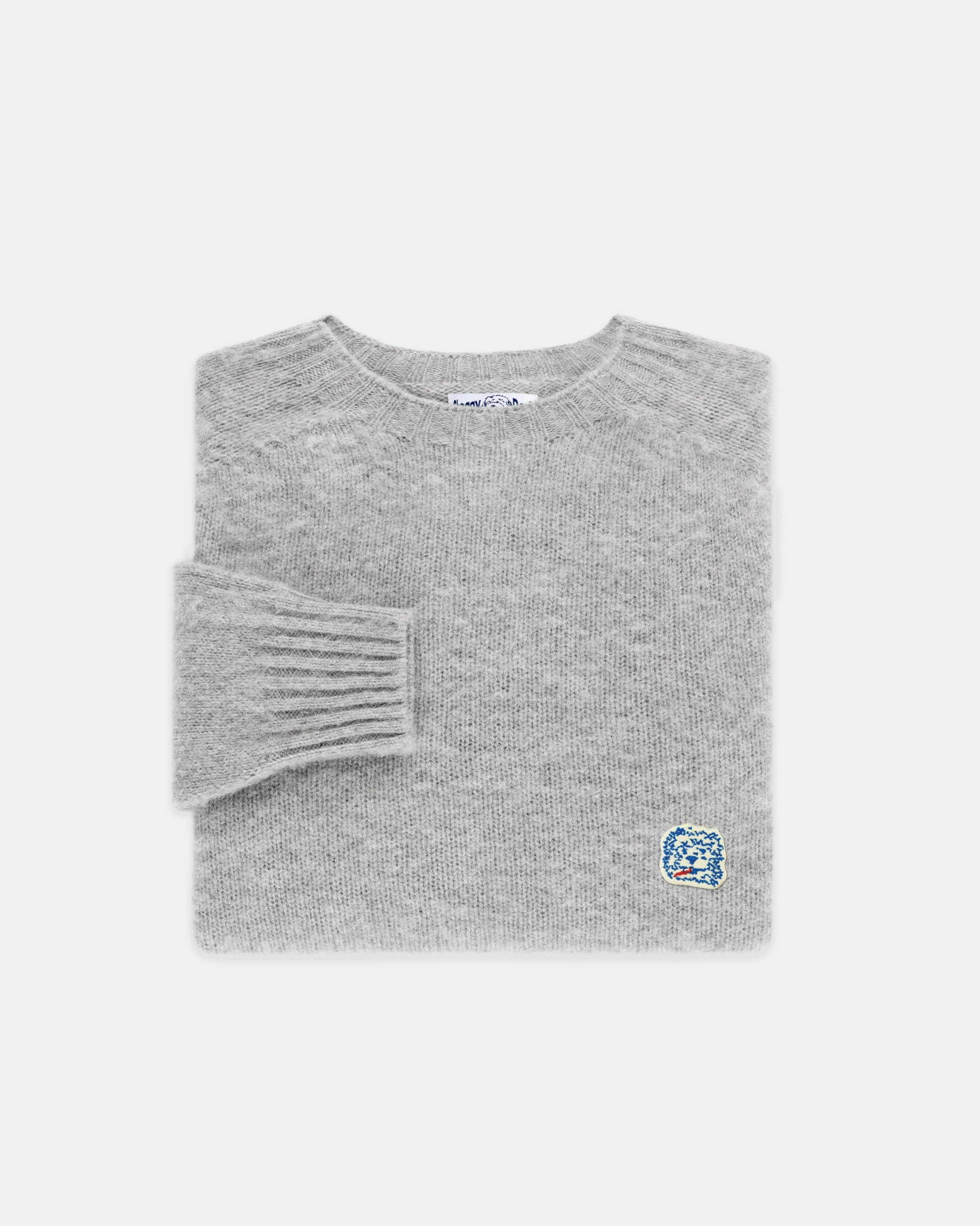 Made-in-Scotland *LIMITED EDITION* Light Grey Shaggy Dog Icon Sweater  - Trim Fit Adjustable drawstring Casual Styling