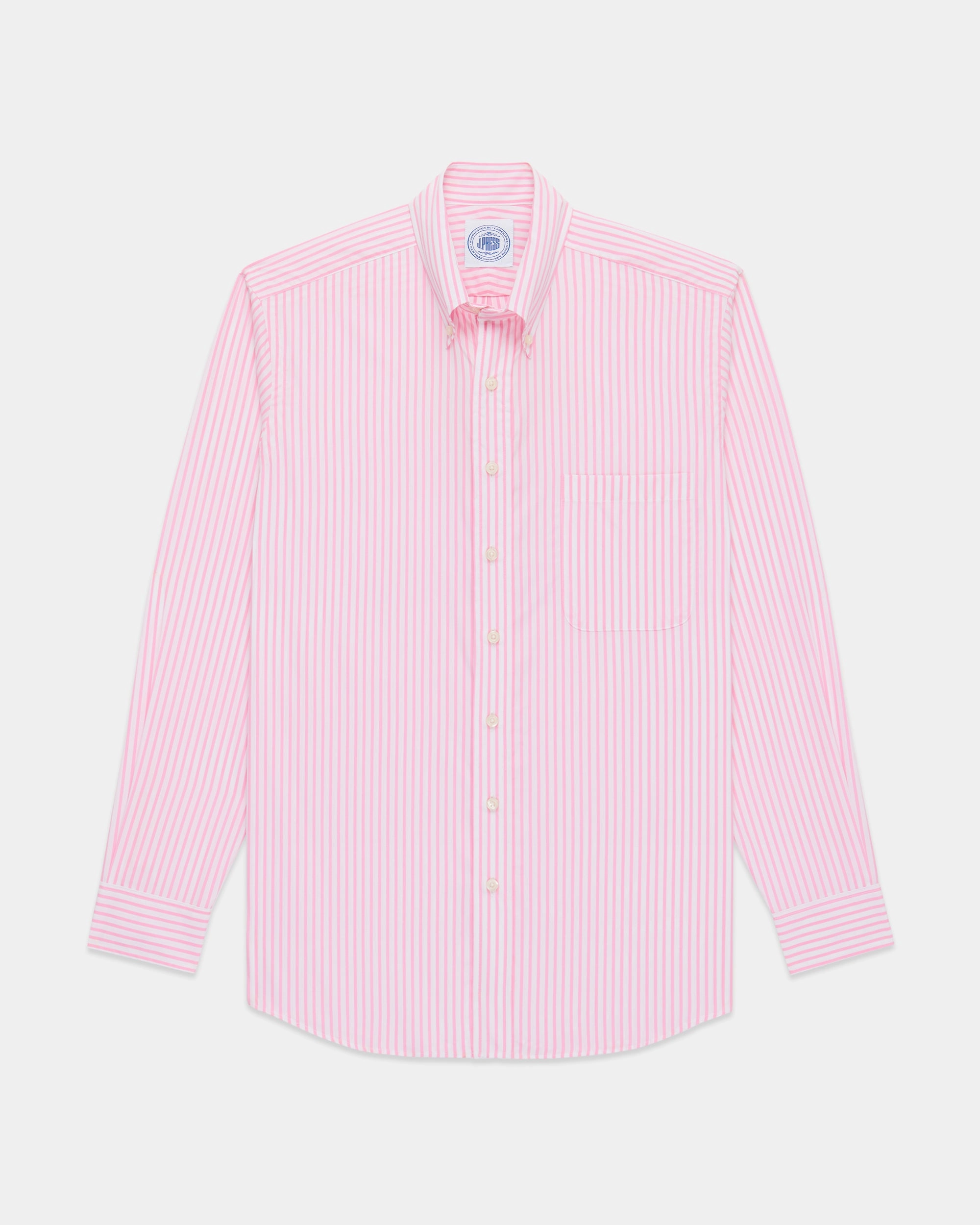 Tailored Style Made-in-Canada Pink Butcher Stripe Broadcloth Button Down Shirt - Classic Fit