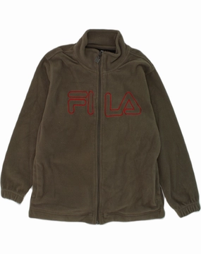 high-end FILA Boys Graphic Fleece Jacket 11-12 Years Large Green Polyester