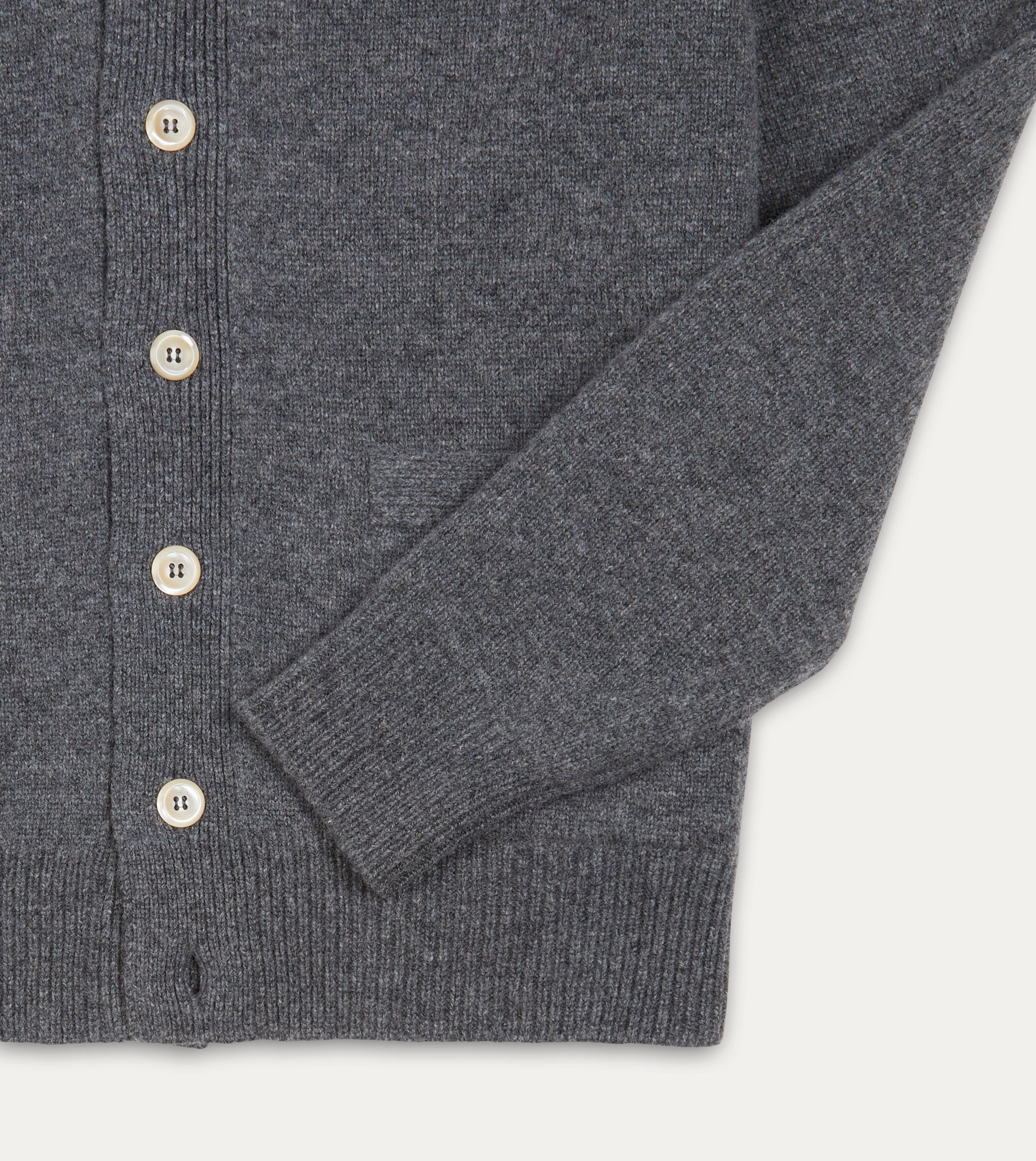 Grey Lambswool 6 Button Cardigan Minimal Shrinkage