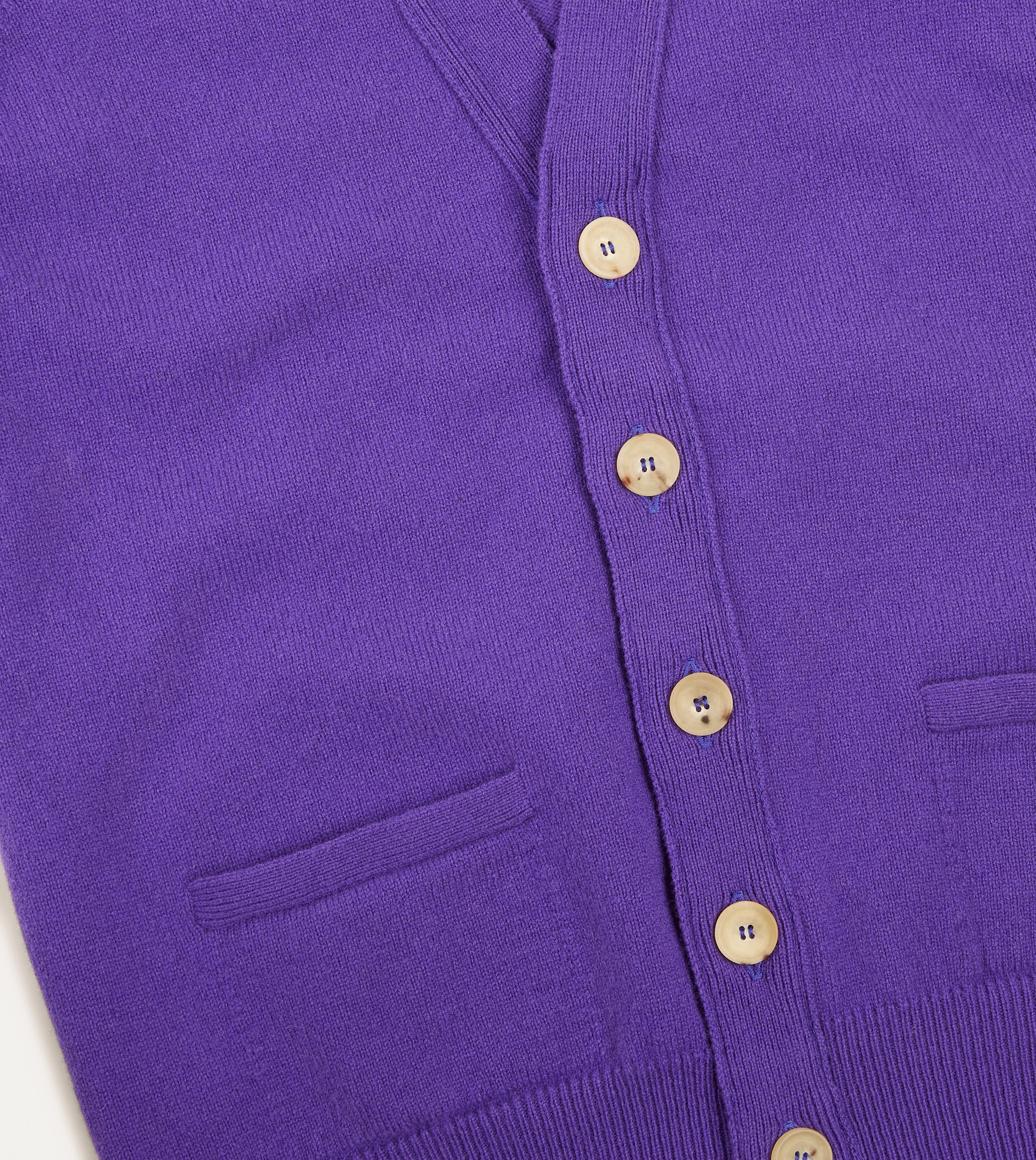 Purple Lambswool Sleeveless Cardigan Knit Density Options Midweight Feel