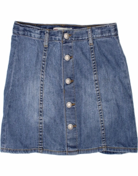 LEVI'S Girls High Rise Denim Skirt 11-12 Years W26 Blue Cotton Soft Mesh