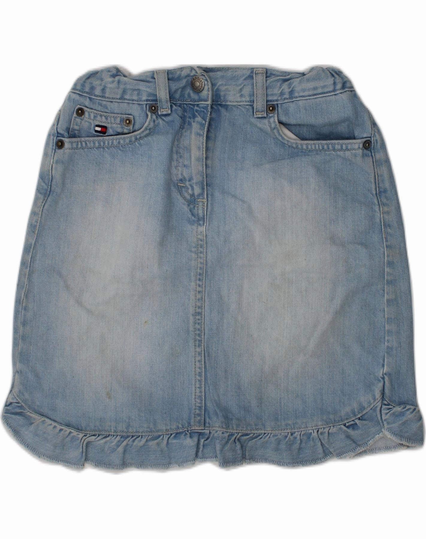Simple Form Weekend Fresh TOMMY HILFIGER Girls Denim Skirt 5-6 Years W22 Blue Cotton