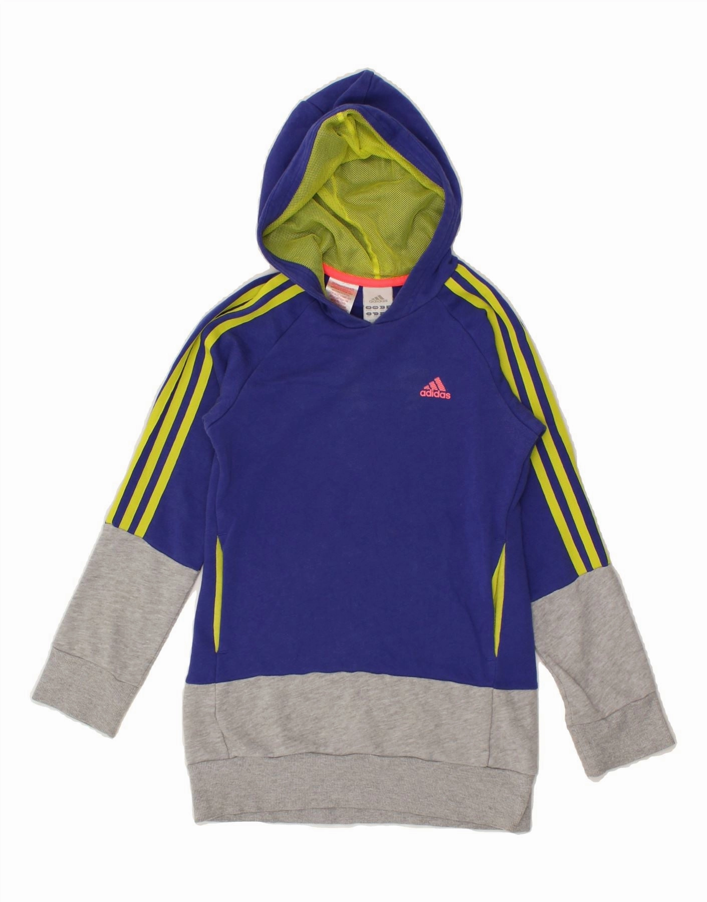ConvertibleNeckline Fit for All Seasons ADIDAS Girls Hooded Jumper Dress 11-12 Years Blue Colourblock Cotton