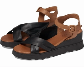 Women??S Gwyneth Sandals - Medium In Black Comfy Structure Contoured Lift