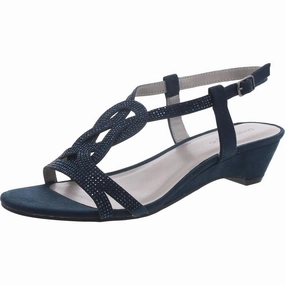 Macey Womens Faux Suede Rhinestone Wedge Sandals Space Sole Sleek Support