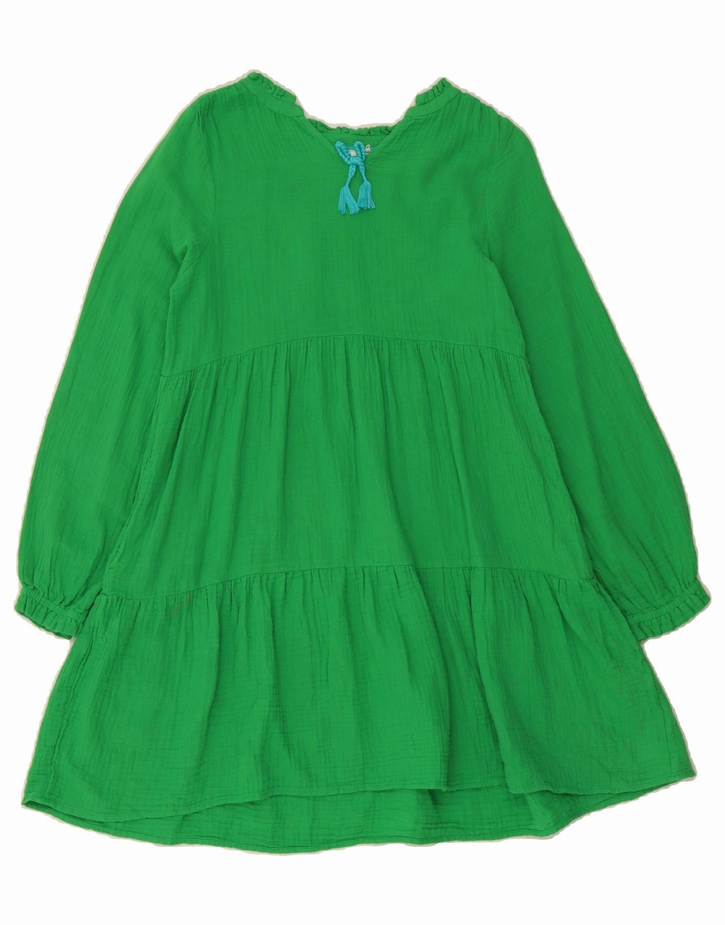 Natural Texture BODEN Girls Long Sleeve A-Line Dress 13-14 Years Green Cotton
