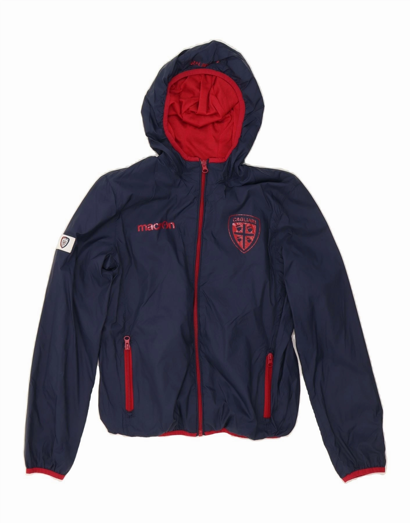 MACRON Boys Hooded Windbreaker Jacket 11-12 Years Large Navy Blue Hint