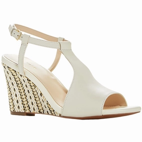 Long Hour Clean Lines Maddie Womens Leather Ankle Strap Wedge Sandals