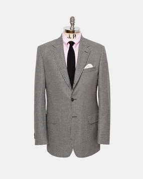 Eco Dye Processes Sharp Tailoring Made-in-Canada Black & White Houndstooth Cashmere Sport Coat