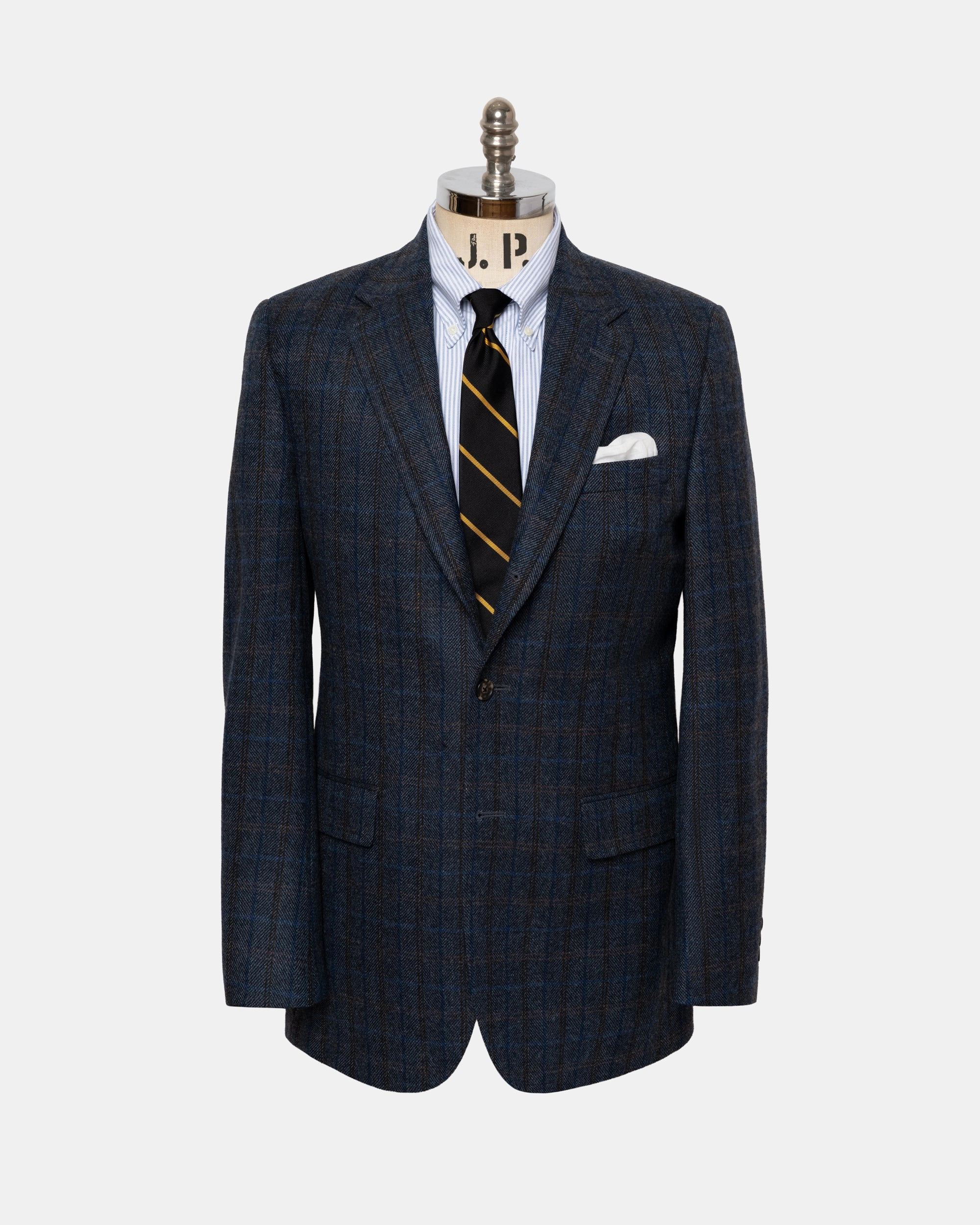 Made-in-Canada Blue & Black Herringbone with Windowpane Sport Coat Timeless Business Fit Sleek and Sharp